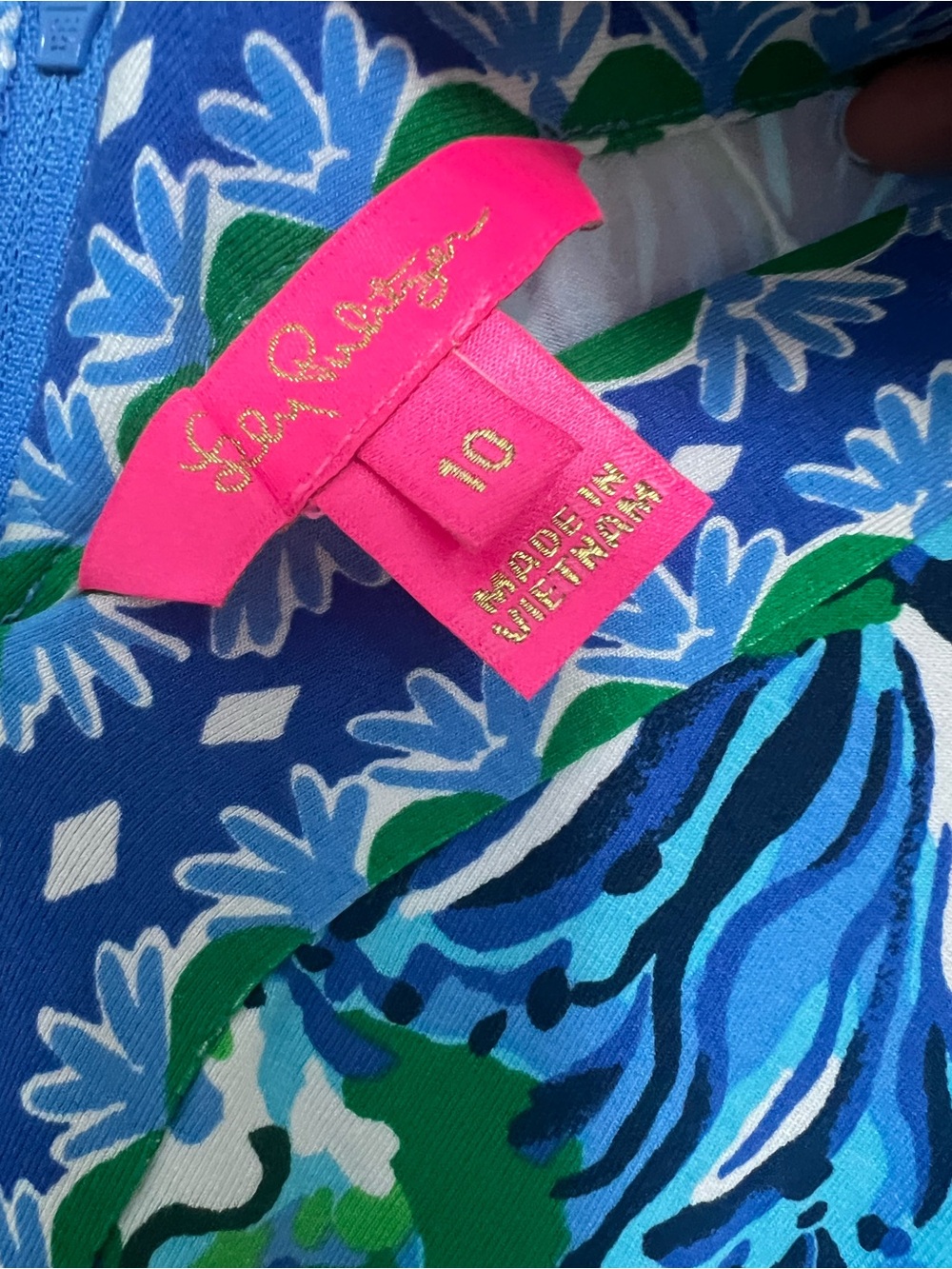 Lilly Pulitzer Women’s Blue Green Floral Maxi Dress Size 10 | V-Neck 3/4 Sleeve - Picture 3 of 10